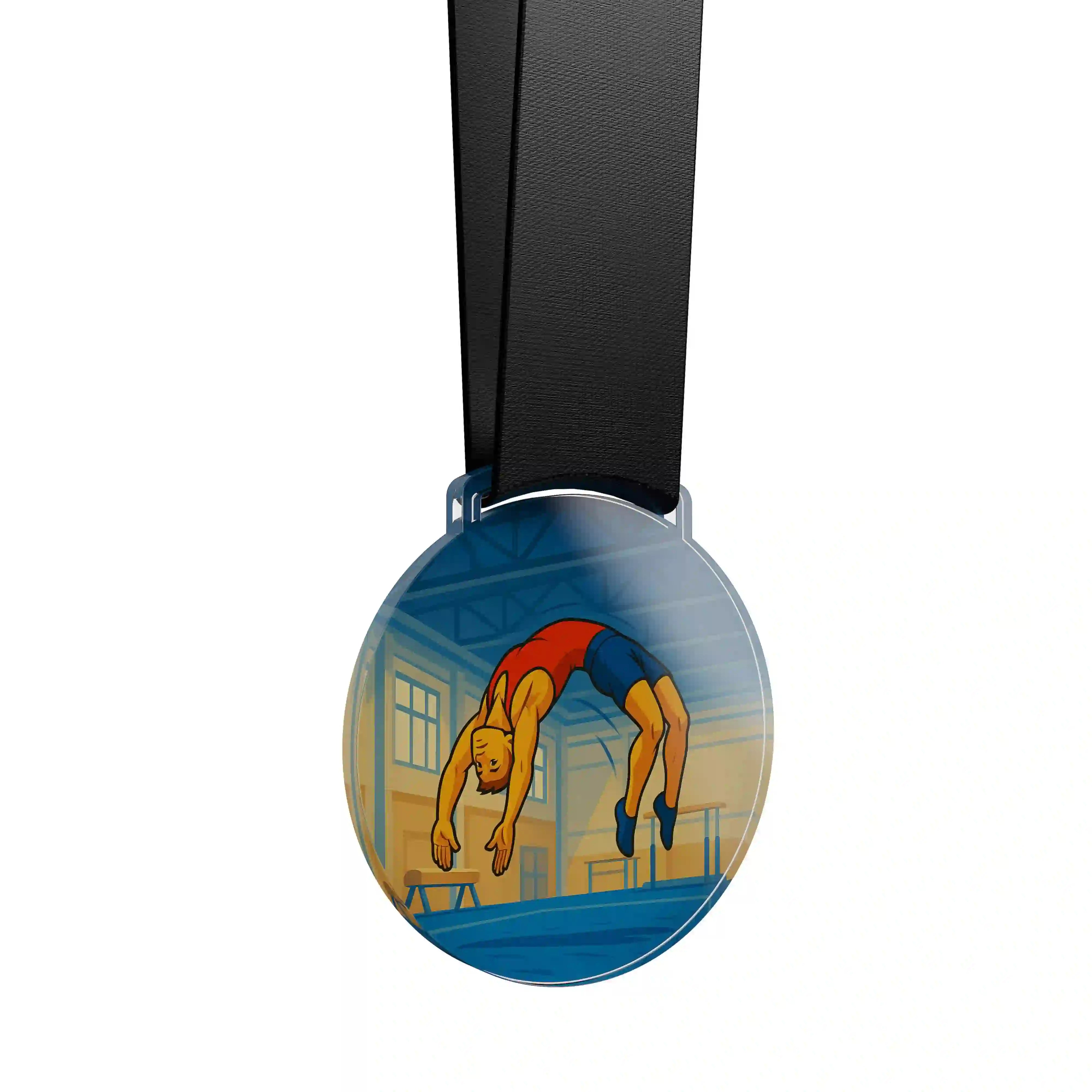 médaille acrylique d'un homme faisant de la gymnastique 