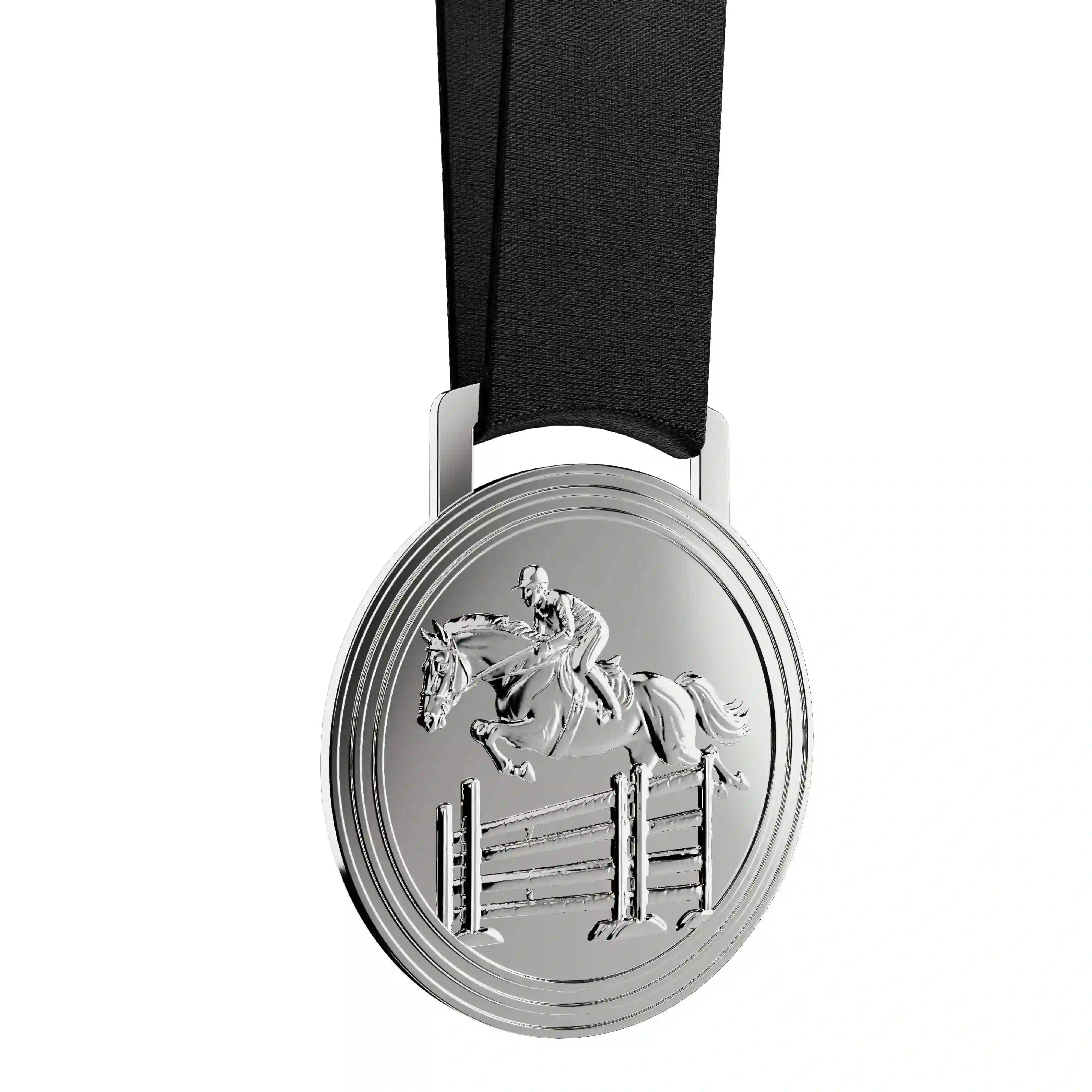 médaille argent représentant l'équitation