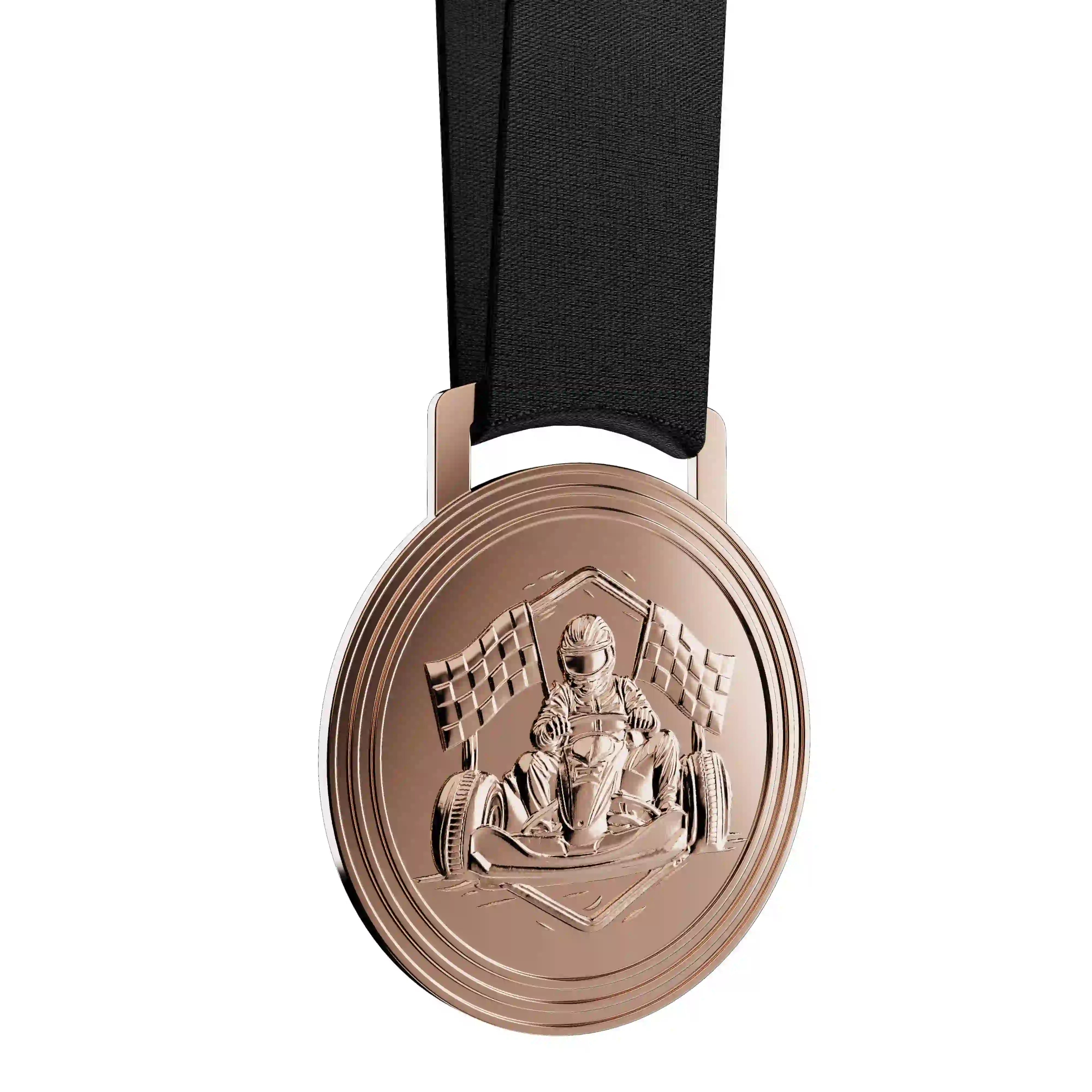 médaille en bronze représentant le karting
