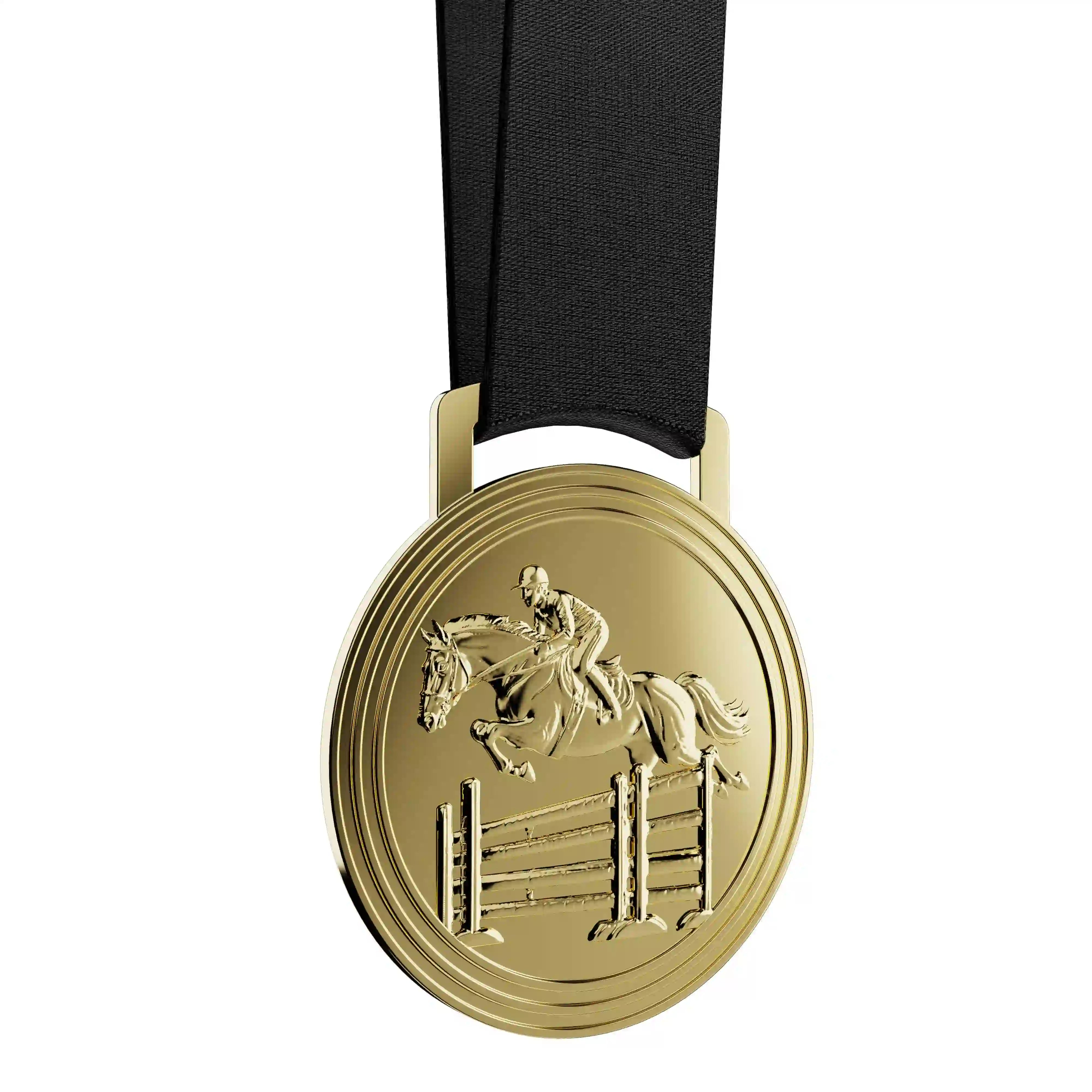 médaille or représentant l'équitation