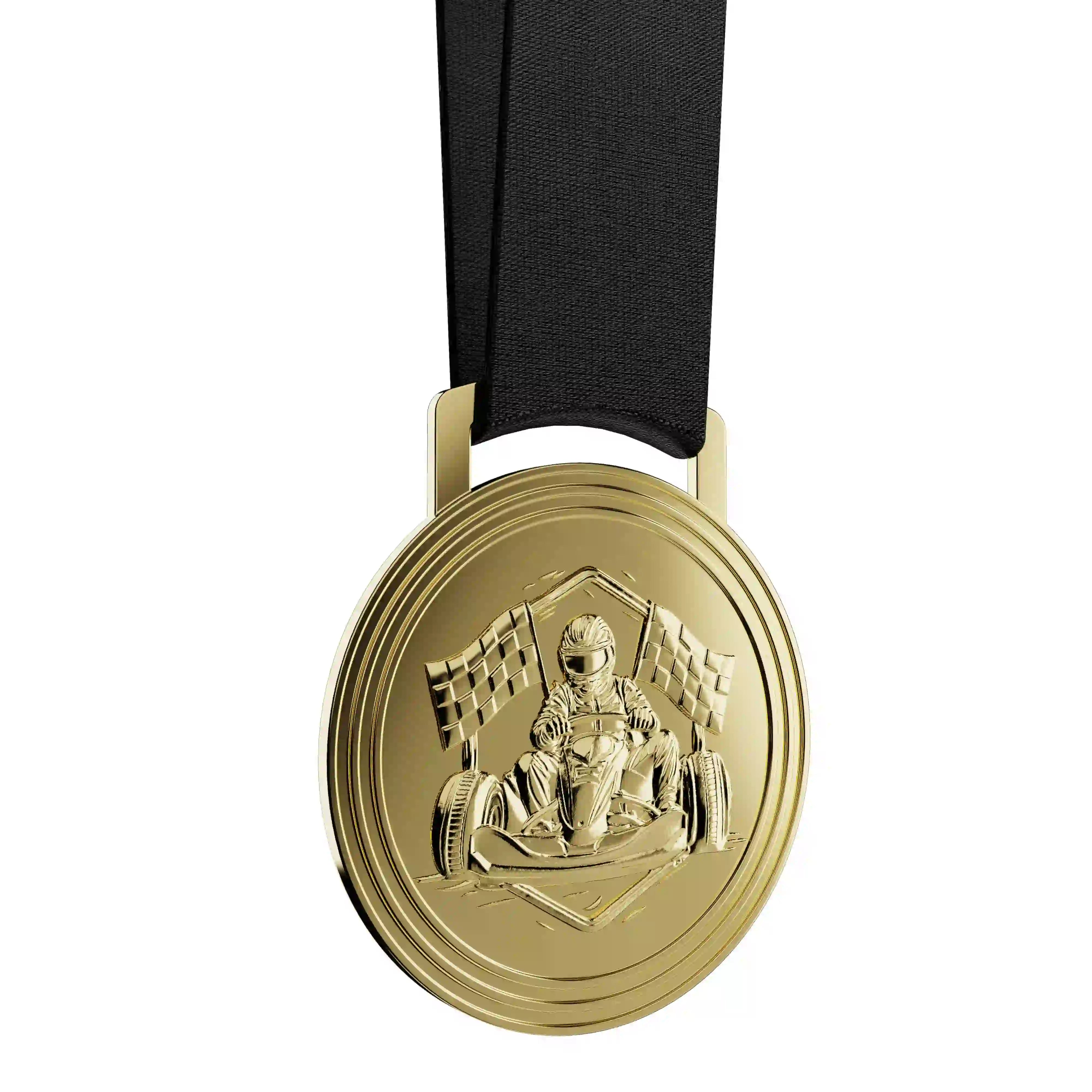 médaille en or représentant le karting